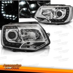 VW T5 10-15 FAROS TRU DRL CROMADOS