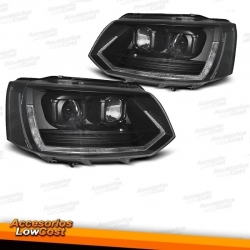 FAROS VW T5 GP 09-14 DRL NEGROS CON INTERMITENTE LED DINAMICO