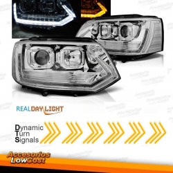 FAROS VW T5 GP 09-14 DRL CROMO CON INTERMITENTE LED DINAMICO