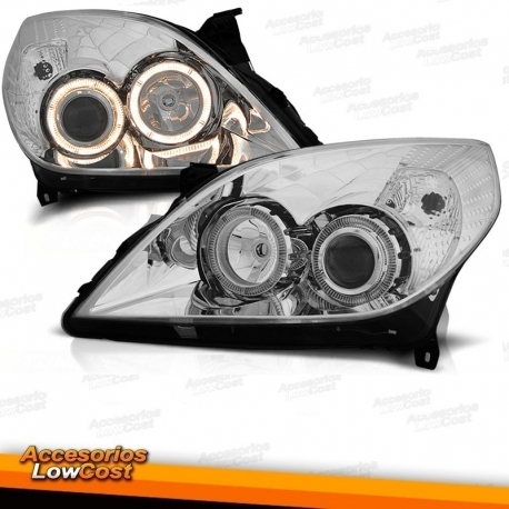 FAROIS ANGEL EYES OPEL VECTRA C (05-08) E OPEL SIGNUM (05-08). FUNDO CROMADO