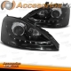 FAROS LUZ DIURNA LED FORD FOCUS, 98-01 CRISTAL CLARO/NEGRO+INTERMITENTE