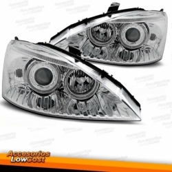 FAROS ANTINIEBLAS LUCES DIURNAS H3 FORD FOCUS, 01-04, CRISTAL CLARO/CROMADO, CERTIFICADO R87