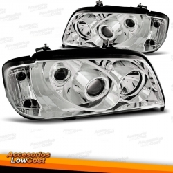 FAROS MERCEDES W202. (93-00) CRISTAL CLARO/CROMO. H1