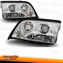 FAROS MERCEDES CLASSE C W202 (93-00) FONDO CROMO. H1+H7