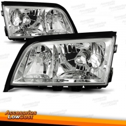 FAROS MERCEDES W202 (93-00) FONDO CROMO. H3+H4