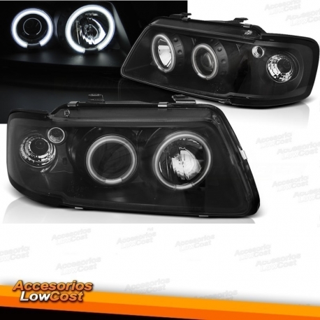 FAROS CCFL AUDI A3, 96-00 H1+H1 PARA SISTEMA AUTORREGULACION DE FAROS, CRISTAL CLARO/ NEGRO