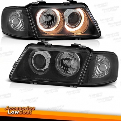 FAROIS ANGEL EYES / AUDI A3 8L / 96-00 FUNDO PRETO