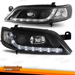 FAROIS COM LUZ DIURNA LED / OPEL VECTRA 99-02 FUNDO PRETO