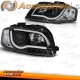 FAROIS COM LUZ DIURNA LED / AUDI A3 8P / 03-08 FUNDO CROMADO