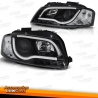 FARÓIS COM LUZ DIURNA LED / AUDI A3 8P / 03-08 FUNDO CROMADO