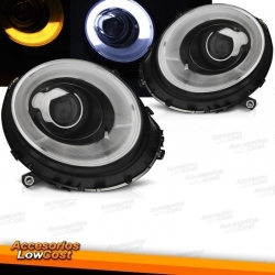 FAROS MINI COOPER R56 R57 06-14 TUBE LIGHT + INTERMITENTE LED FONDO NEGRO