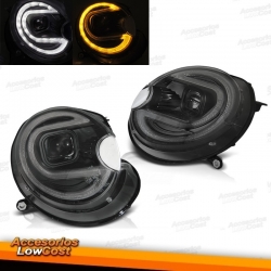 FAROS MINI COOPER 06-14 LUZ DIURNA LED FONDO NEGRO