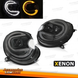 FAROS MINI COOPER 06-14 LUZ DIURNA LED FONDO NEGRO XENON