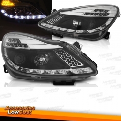 OPEL CORSA D 06-11 FAROS DAYLIGHT NEGROS CON INTERMITENTE LED