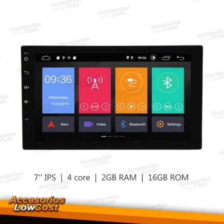 NAVEGADOR MULTIMEDIA 2DIN UNIVERSAL CON ANDROID 9 HD TÁCTIL 7 PULGADAS 