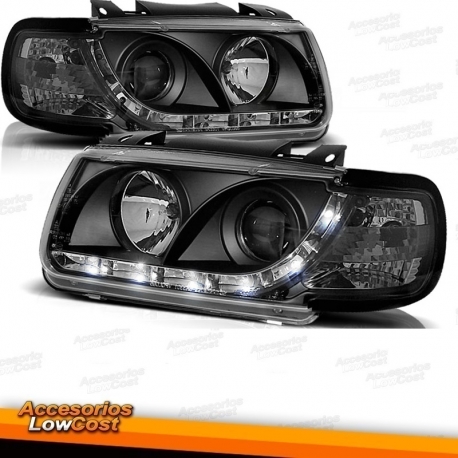 FAROS LUZ DIURNA LED POLO, 94-99 CRISTAL CLARO/NEGRO.