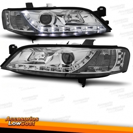 FAROIS LUZ DIURNA LED OPEL VECTRA B 95-98. FUNDO CROMADO.