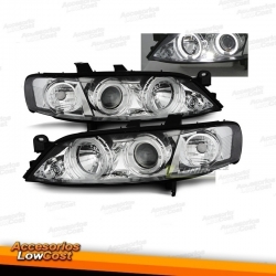 FAROIS ANGEL EYES OPEL VECTRA B 95-98. FUNDO CROMADO.