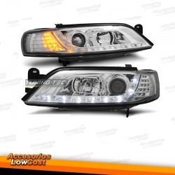 FAROS OPEL VECTRA B 96-98 LUZ DIURNA LED CROMO