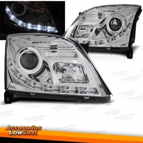 FAROIS COM LUZ DIURNA LED / OPEL VECTRA C / 02-05 FUNDO CROMADO