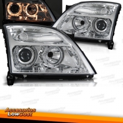 FAROS CON OJOS DE ANGEL OPEL VECTRA C (02-05) Y OPEL SIGNUM 03-05. FONDO CROMO.