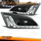 FAROIS COM LUZ DIURNA LED / FORD FOCUS / 04-08 FUNDO PRETO