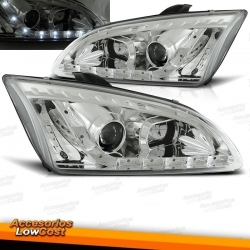 FAROS LUZ DIURNA FORD FOCUS, 04-08 CRISTAL CLARO/CROMADO