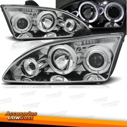 FAROS CON OJOS DE ANGEL FORD FOCUS 04-08 FONDO CROMO