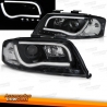 FARÓIS COM LUZ DIURNA LED TFL / AUDI A6 4B / 97-01 FUNDO PRETO