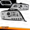 FARÓIS COM LUZ DIURNA LED TFL / AUDI A6 4B / 97-01 FUNDO CROMADO