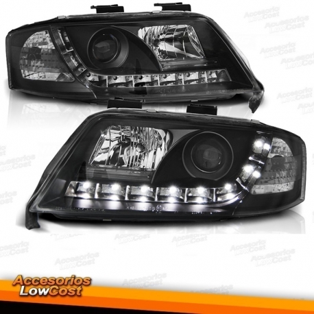 FAROIS ANGEL EYES COM PROJETOR AUDI A6 4B 97-01 FUNDO PRETO