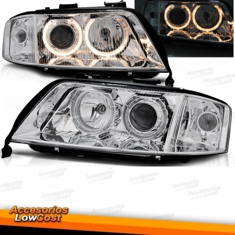FAROIS ANGEL EYES AUDI A6 4B (97-01). FUNDO CROMADO