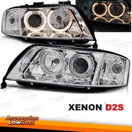 FAROIS ANGEL EYES / AUDI A6 4B / 99-01 PRETO CROMADO