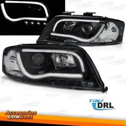 FAROIS COM LUZ DIURNA LED / AUDI A6 4B / 97-01 FUNDO PRETO