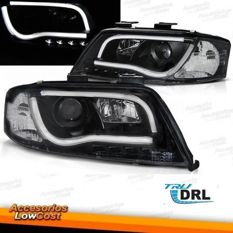 FAROS AUDI A6 4B (97-01) DE LUZ DIURNA REAL. FONDO NEGRO