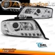 FAROS AUDI A6 4B (97-01) DE LUZ DIURNA REAL. FONDO CROMO TRU DRL