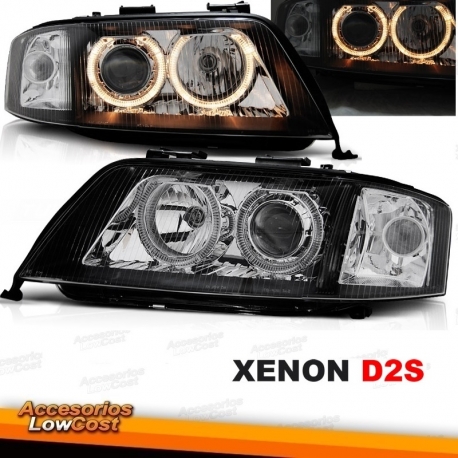 FAROIS ANGEL EYES D2S+H7 / AUDI A6 4B / 97-01 CROMADO / PRETO