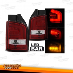 PILOTOS VW T5 10-15 LIGHT BAR ROJO CROMO