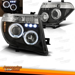 FAROS NISSAN NAVARA D40 PATHFINDER 05-10 OJOS ANGEL LED NEGROS