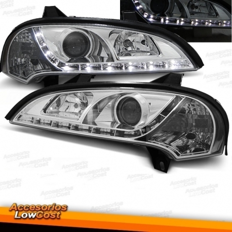 FAROIS LUZ DIURNA LED OPEL TIGRA 94++. FUNDO CROMADO