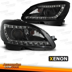 FAROIS XENON D1S COM LUZ DIURNA LED / MERCEDES C W204 / 07-11 FUNDO PRETO