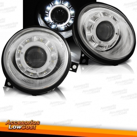 FARÓIS COM LUZ DIURNA LED / VW LUPO / 98+ FUNDO PRETO