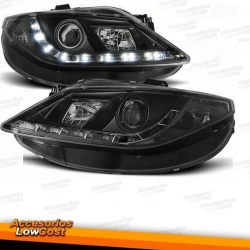 FAROIS DIURNA LED SEAT IBIZA 6J. FUNDO PRETO / PRETO CROMADO.