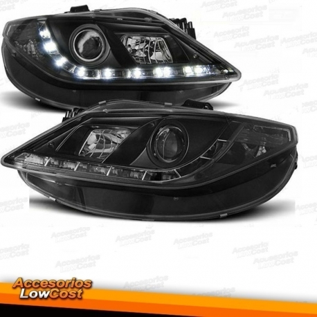 FAROS CON LUZ DIURNA LED SEAT IBIZA 6J. FONDO CROMO, NEGRO O CROMO-NEGRO.