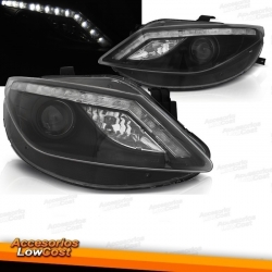 SET FAROS DIURNA LED SEAT IBIZA 08-12 FONDO NEGRO- CON REALES LUCES DIURNAS