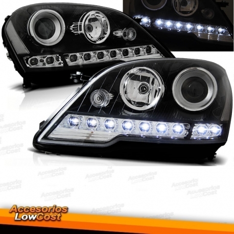 FAROIS LUZ DIURNA E PROJETOR MERCEDES ML W164. 08-11. FUNDO PRETO