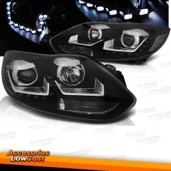 FAROS FORD FOCUS 11-14 LUZ DIURNA FONDO NEGRO