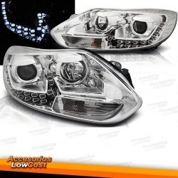 FAROS FORD FOCUS 11-14 LUZ DIURNA FONDO CROMO