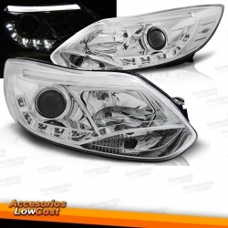 FAROS DELANTEROS LUZ DIURNA FORD FOCUS MK3 11- 10.14 TUBE LIGHTS CROMO