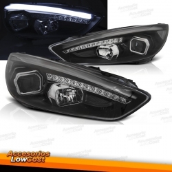 FAROS FORD FOCUS MK3 15-18 LED TRU DRL NEGROS